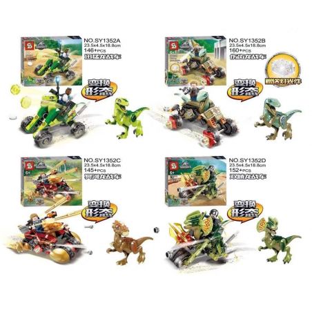 SHENG YUAN SY SY1352A 1352A SY1352B 1352B SY1352C 1352C SY1352D 1352D non  XE KHỦNG LONG 4 LOẠI bộ đồ chơi xếp lắp ráp ghép mô hình Jurassic World DINOSAUR WORLD Thế Giới Khủng Long 603 khối
