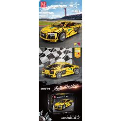 DK 2103 LIN07 0023 MouldKing 13127 Mould King 13127 REBRICKABLE MOC-4463 4463 MOC4463 non  AUDI R8 V10 1:10 tỷ lệ 1:10 bộ đồ chơi xếp lắp ráp ghép mô hình  AUDI R8 V10 SECOND GENERATION Kỹ Thuật Công Nghệ Cao Mô Hình Phương Tiện 1839 khối