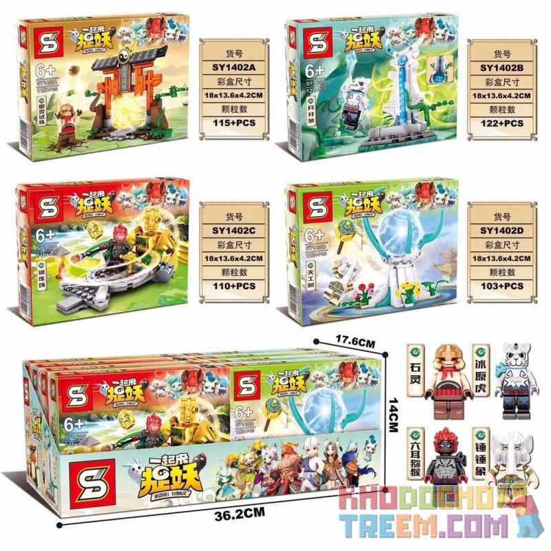 SHENG YUAN SY SY1402A 1402A SY1402B 1402B SY1402C 1402C SY1402D 1402D non  HÃY BẮT QUÁI VẬT 4 bộ đồ chơi xếp lắp ráp ghép mô hình  Kỹ Thuật Công Nghệ Cao Mô Hình Phương Tiện 450 khối
