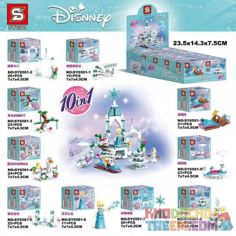 SHENG YUAN SY SY6581 6581 non  10 MÔ HÌNH bộ đồ chơi xếp lắp ráp ghép mô hình Frozen Nữ Hoàng Băng Giá 231 khối