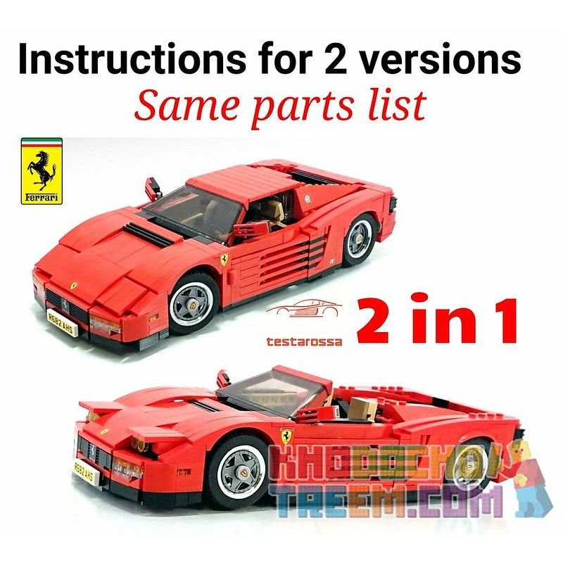 REBRICKABLE MOC-24335 24335 MOC24335 SHENG YUAN SY SY0001 0001 non  FERRARI TESTAROSA. bộ đồ chơi xếp lắp ráp ghép mô hình Creator FERRARI TESTAROSSA COUPE ROADSTER 2 IN 1 INSTRUCTIONS Sáng Tạo 909 khối