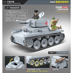 QuanGuan 100082 Quan Guan 100082 non  XE TĂNG HẠNG NHẸ LT-38 bộ đồ chơi xếp lắp ráp ghép mô hình World War Ii LT VZ.38 PZKPFW 38(T) Chiến Tranh Thế Giới Thứ 2 535 khối