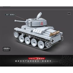QuanGuan 100082 Quan Guan 100082 non  XE TĂNG HẠNG NHẸ LT-38 bộ đồ chơi xếp lắp ráp ghép mô hình World War Ii LT VZ.38 PZKPFW 38(T) Chiến Tranh Thế Giới Thứ 2 535 khối