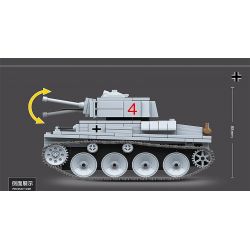 QuanGuan 100082 Quan Guan 100082 non  XE TĂNG HẠNG NHẸ LT-38 bộ đồ chơi xếp lắp ráp ghép mô hình World War Ii LT VZ.38 PZKPFW 38(T) Chiến Tranh Thế Giới Thứ 2 535 khối