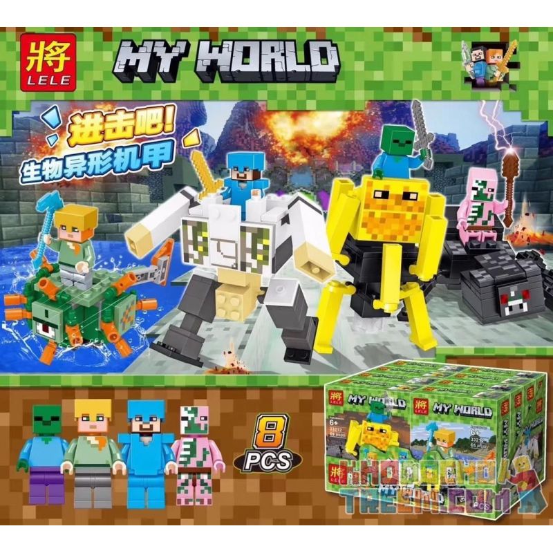 LELE 33212 non  BIOLOGICAL ALIEN MECHA 4 LOẠI bộ đồ chơi xếp lắp ráp ghép mô hình Minecraft Game Xây Dựng 273 khối