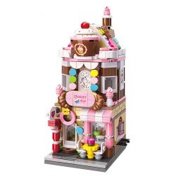 Enlighten C0101 0101 Qman C0101 0101 non  NHÀ TRÁNG MIỆNG QINXIN bộ đồ chơi xếp lắp ráp ghép mô hình Mini Modular CITY CORNER DESSERT SHOP Đường Phố Thu Nhỏ 348 khối