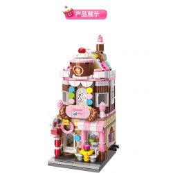 Enlighten C0101 0101 Qman C0101 0101 non  NHÀ TRÁNG MIỆNG QINXIN bộ đồ chơi xếp lắp ráp ghép mô hình Mini Modular CITY CORNER DESSERT SHOP Đường Phố Thu Nhỏ 348 khối