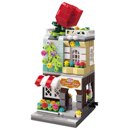 Enlighten C0104 0104 Qman C0104 0104 non  NGÔI NHÀ HOA TRÁI TIM MANTIAN bộ đồ chơi xếp lắp ráp ghép mô hình Mini Modular CITY CORNER Đường Phố Thu Nhỏ 329 khối