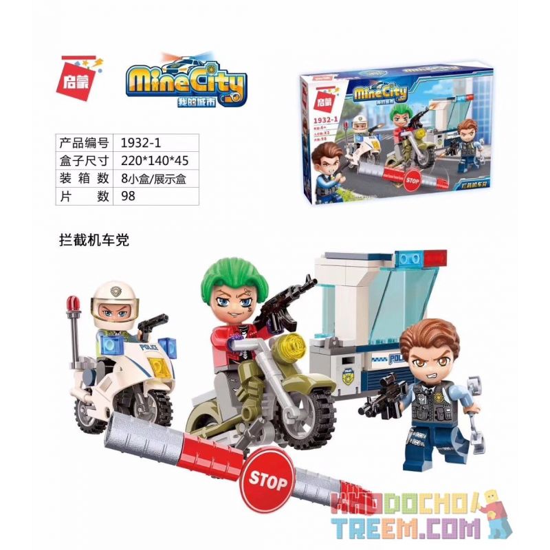Enlighten 1932-1 Qman 1932-1 non  BỮA TIỆC ĐẦU MÁY INTERCEPT bộ đồ chơi xếp lắp ráp ghép mô hình Minecity Thành Phố Mỏ 98 khối