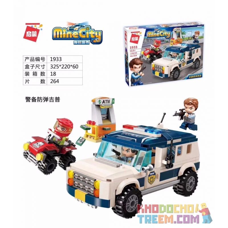 Enlighten 1933 Qman 1933 non  XE JEEP CHỐNG ĐẠN AN NINH bộ đồ chơi xếp lắp ráp ghép mô hình Minecity Thành Phố Mỏ 244 khối