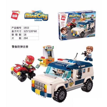Enlighten 1933 Qman 1933 non  XE JEEP CHỐNG ĐẠN AN NINH bộ đồ chơi xếp lắp ráp ghép mô hình Minecity Thành Phố Mỏ 244 khối