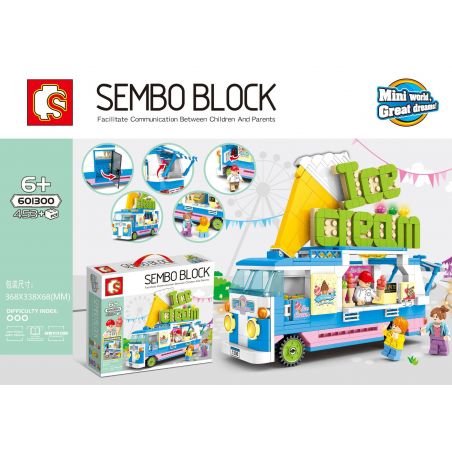 SEMBO 601300 non  XE BÁN KEM bộ đồ chơi xếp lắp ráp ghép mô hình City SEMBO BLOCK Thành Phố 453 khối