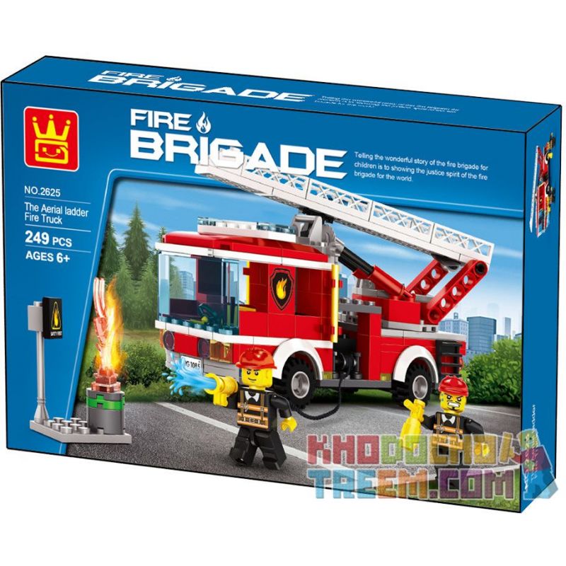 WANGE 2625 non  XE CỨU HỎA THANG bộ đồ chơi xếp lắp ráp ghép mô hình Fire Rescure FIRE BRIGADE THE AERIAL ADDER TRUCK 249 khối