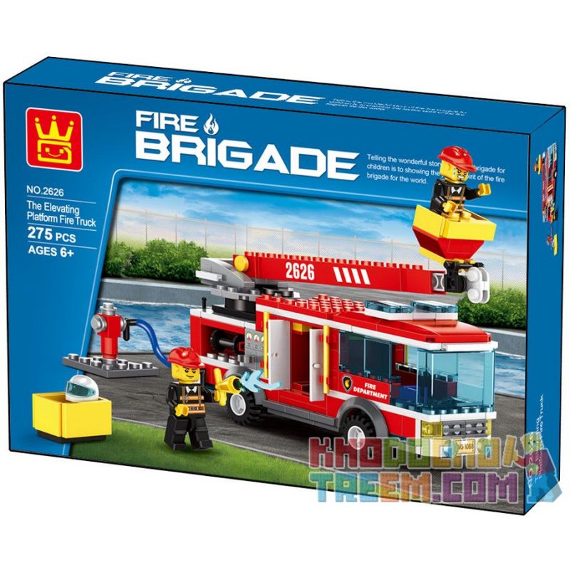 WANGE 2626 non  XE CỨU HỎA TRÊN CAO bộ đồ chơi xếp lắp ráp ghép mô hình Fire Rescure FIRE BRIGADE THE ELEVATING PLATFORM TRUCK 275 khối