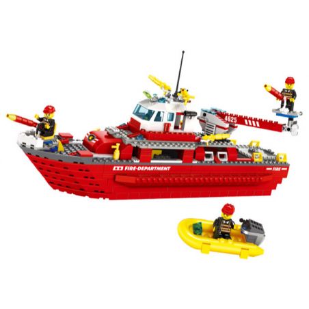 WANGE 4625 non  TÀU CỨU HỎA HÀNG HẢI bộ đồ chơi xếp lắp ráp ghép mô hình Fire Rescure FIRE BRIGADE THE BOAT 555 khối