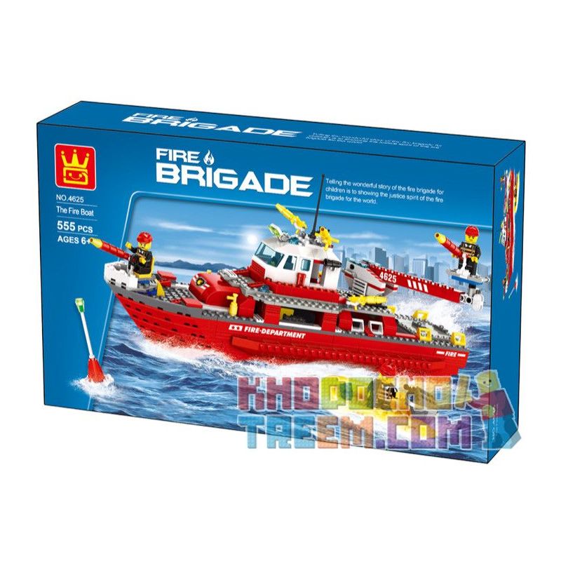 WANGE 4625 non  TÀU CỨU HỎA HÀNG HẢI bộ đồ chơi xếp lắp ráp ghép mô hình Fire Rescure FIRE BRIGADE THE BOAT 555 khối