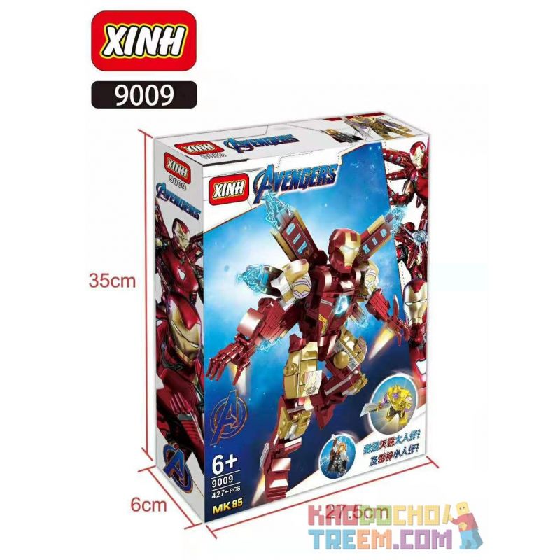 XINH 9009 non  PHIÊN BẢN LẮP RÁP CỦA IRON MAN MK85 bộ đồ chơi xếp lắp ráp ghép mô hình Marvel Super Heroes AVENGERS MK85 Siêu Anh Hùng Marvel 427 khối
