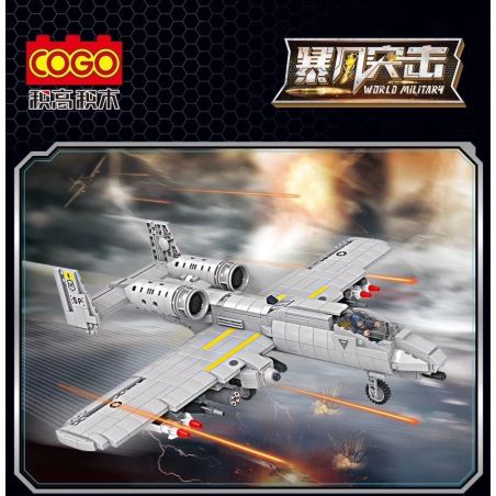 COGO 13391 non  MÁY BAY CƯỜNG KÍCH FAIRCHILD A-10 "THUNDER II" bộ đồ chơi xếp lắp ráp ghép mô hình World Military Cỗ Máy Quân Sự 916 khối