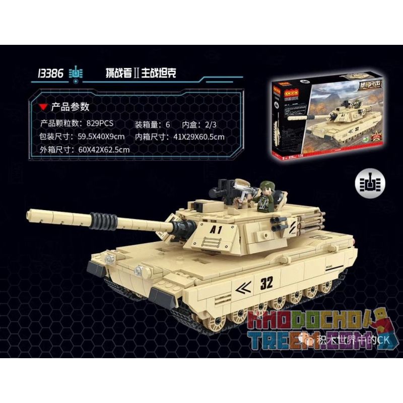 COGO 13386 non  XE TĂNG CHIẾN ĐẤU CHỦ LỰC CHALLENGER II bộ đồ chơi xếp lắp ráp ghép mô hình World Military Cỗ Máy Quân Sự 829 khối
