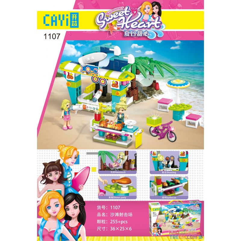 CAYI 1107 non  TRƯỜNG BẮN BÃI BIỂN bộ đồ chơi xếp lắp ráp ghép mô hình Sweet Heart Những Cô Gái Ngọt Ngào 255 khối