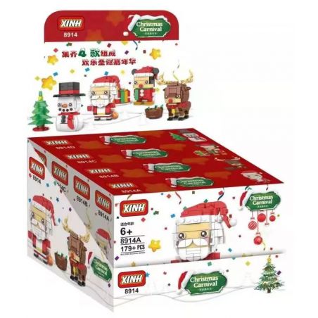 XINH 8914A 8914B 8914C 8914D non  ĐẦU TIỆC GIÁNG SINH 4 KIỂU ÔNG GIÀ NOEL NAI SỪNG TẤM CHUỘT MICKEY NGƯỜI TUYẾT bộ đồ chơi xếp lắp ráp ghép mô hình Brickheadz MERRY CHRISTMAS Nhân Vật Đầu To