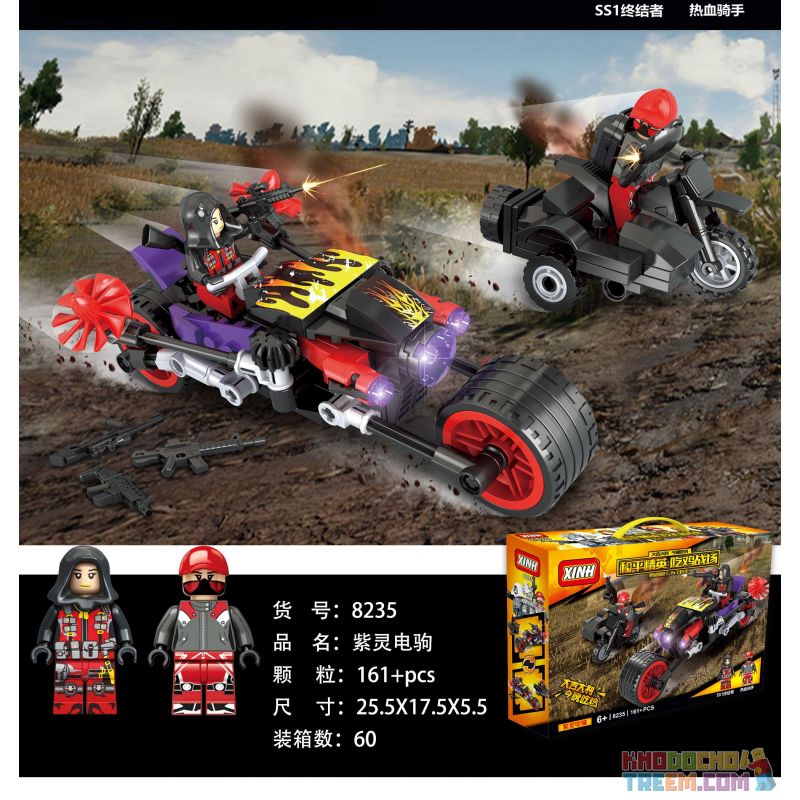 XINH 8235 non  NGỰA ĐIỆN THẦN TÍM bộ đồ chơi xếp lắp ráp ghép mô hình Pubg Battlegrounds Bắn Súng 161 khối