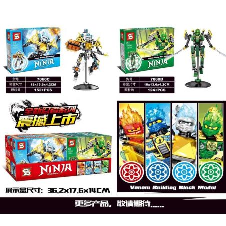 SHENG YUAN SY 7060A 7060B 7060C 7060D non  4 PHANTOM NINJA MECHAS bộ đồ chơi xếp lắp ráp ghép mô hình The  Ninjago Movie NINJA MASTER Ninja Lốc Xoáy 511 khối