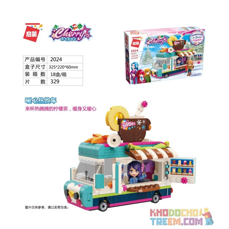 Enlighten 2024 Qman 2024 non  XE ĐỒ UỐNG NÓNG ẤM LÒNG bộ đồ chơi xếp lắp ráp ghép mô hình Cherry Cô Nàng Ngọt Ngào 329 khối