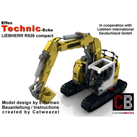 REBRICKABLE MOC-10394 10394 MOC10394 non  MÁY XÚC NHỎ GỌN RC LIEBHERR 926 TÙY CHỈNH bộ đồ chơi xếp lắp ráp ghép mô hình  CUSTOM RC LIEBHERR 926 COMPACT EXCUVATOR Kỹ Thuật Công Nghệ Cao Mô Hình Phương Tiện 2506 khối