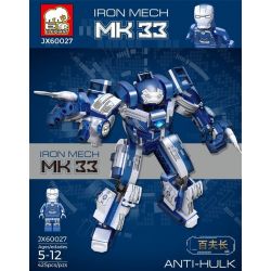 ELEPHANT JX60027 60027 non  IRON MAN THUỐC CHỐNG BỌC THÉP MK33 BAI FU bộ đồ chơi xếp lắp ráp ghép mô hình Super Heroes IRON MECH MK33 ANTI-HULK Siêu Nhân Anh Hùng 425 khối