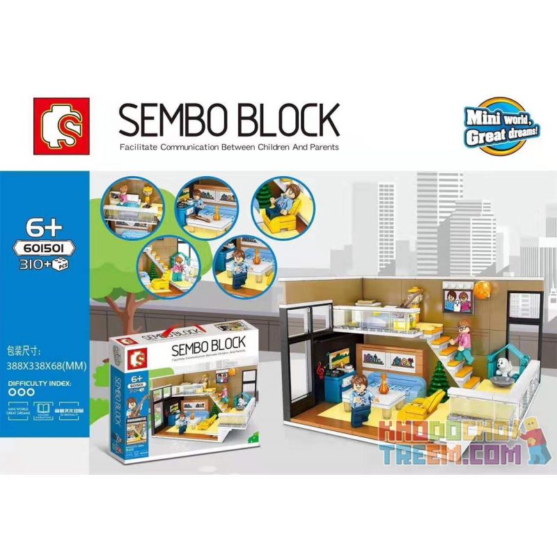 SEMBO 601501 non  SONG CÔNG bộ đồ chơi xếp lắp ráp ghép mô hình City Thành Phố 310 khối