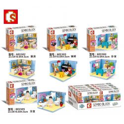 SEMBO 601502 601503 601504 601505 non  4 MẪU BẾP PIANO PHÒNG NGỦ TẮM bộ đồ chơi xếp lắp ráp ghép mô hình City Thành Phố 481 khối