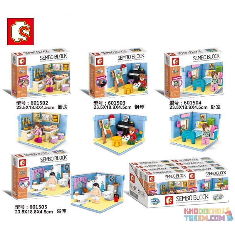 SEMBO 601502 601503 601504 601505 non  4 MẪU BẾP PIANO PHÒNG NGỦ TẮM bộ đồ chơi xếp lắp ráp ghép mô hình City Thành Phố 481 khối