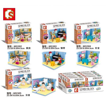 SEMBO 601502 601503 601504 601505 non  4 MẪU BẾP PIANO PHÒNG NGỦ TẮM bộ đồ chơi xếp lắp ráp ghép mô hình City Thành Phố 481 khối