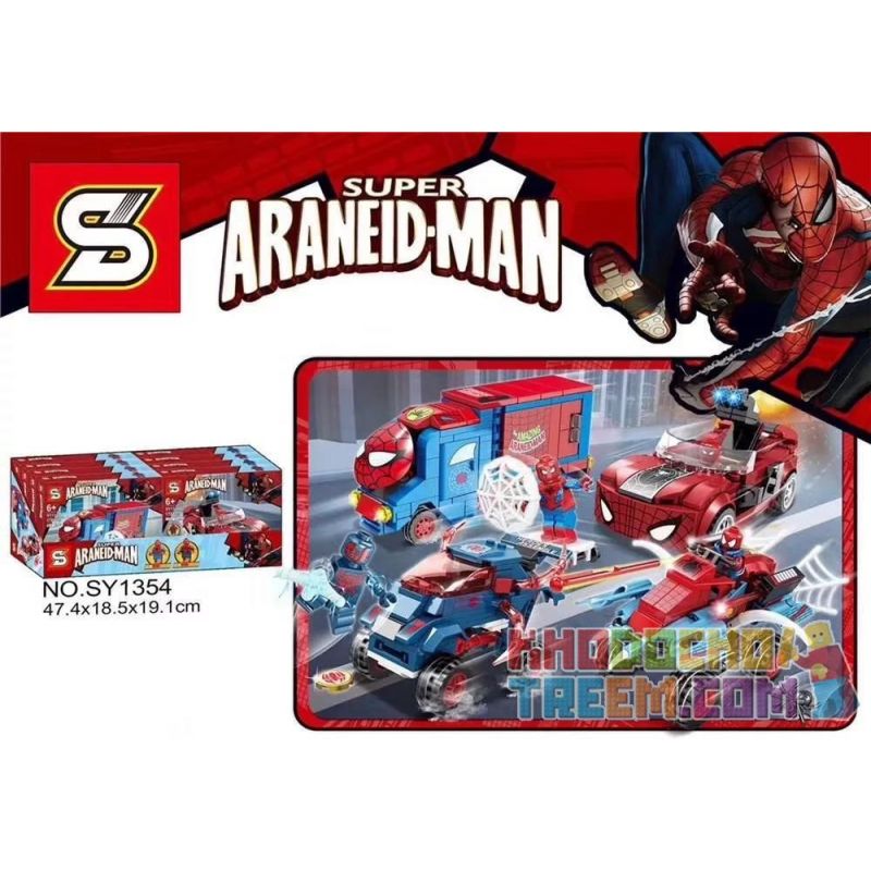 SHENG YUAN SY SY1354A 1354A SY1354B 1354B SY1354C 1354C SY1354D 1354D non  XE NGƯỜI NHỆN 4 LOẠI CONTAINER ROADSTER ATV ĐỊA HÌNH bộ đồ chơi xếp lắp ráp ghép mô hình Super Heroes SUPER ARANEID-MAN Siêu Nhân Anh Hùng 655 khối