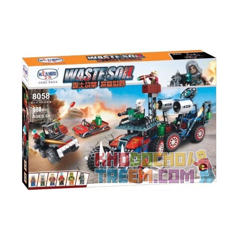 Winner 8058 non  PHÁO ĐÀI DI ĐỘNG CƯỚP BÓC WASTELAND bộ đồ chơi xếp lắp ráp ghép mô hình Waste Soil Thế Giới Rác 500 khối