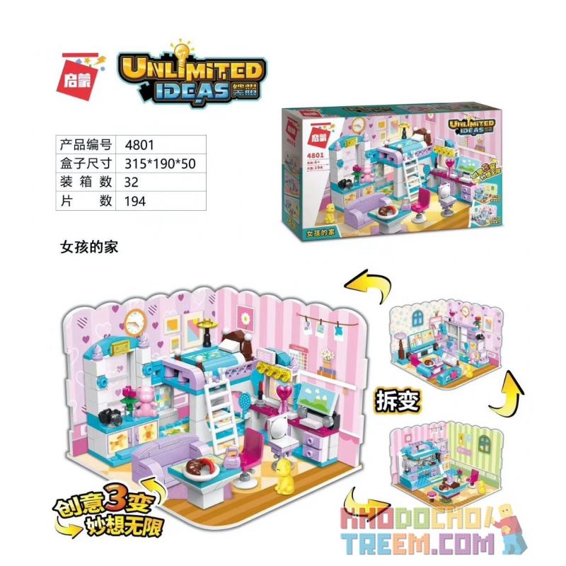 Enlighten 4801 Qman 4801 non  NHÀ GÁI bộ đồ chơi xếp lắp ráp ghép mô hình Ideas UNLIMITED IDEAS Ý Tưởng 194 khối