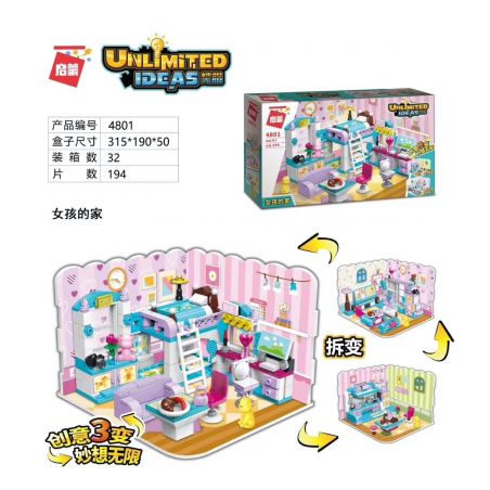 Enlighten 4801 Qman 4801 non  NHÀ GÁI bộ đồ chơi xếp lắp ráp ghép mô hình Ideas UNLIMITED IDEAS Ý Tưởng 194 khối