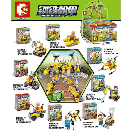 SEMBO 603061 non  8 KẾT HỢP bộ đồ chơi xếp lắp ráp ghép mô hình Transformers MECHA OF STEEL Robot Đại Chiến Người Máy Biến Hình 349 khối
