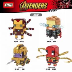 XINH 8910 non  NGƯỜI SẮT THOR THANOS NHỆN bộ đồ chơi xếp lắp ráp ghép mô hình Brickheadz AVENGERS Nhân Vật Đầu To