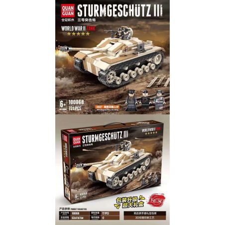 QuanGuan 100068 Quan Guan 100068 non  SÚNG TẤN CÔNG SỐ 3 bộ đồ chơi xếp lắp ráp ghép mô hình Military Army STURMGESCHUTZ III Quân Sự Bộ Đội 721 khối
