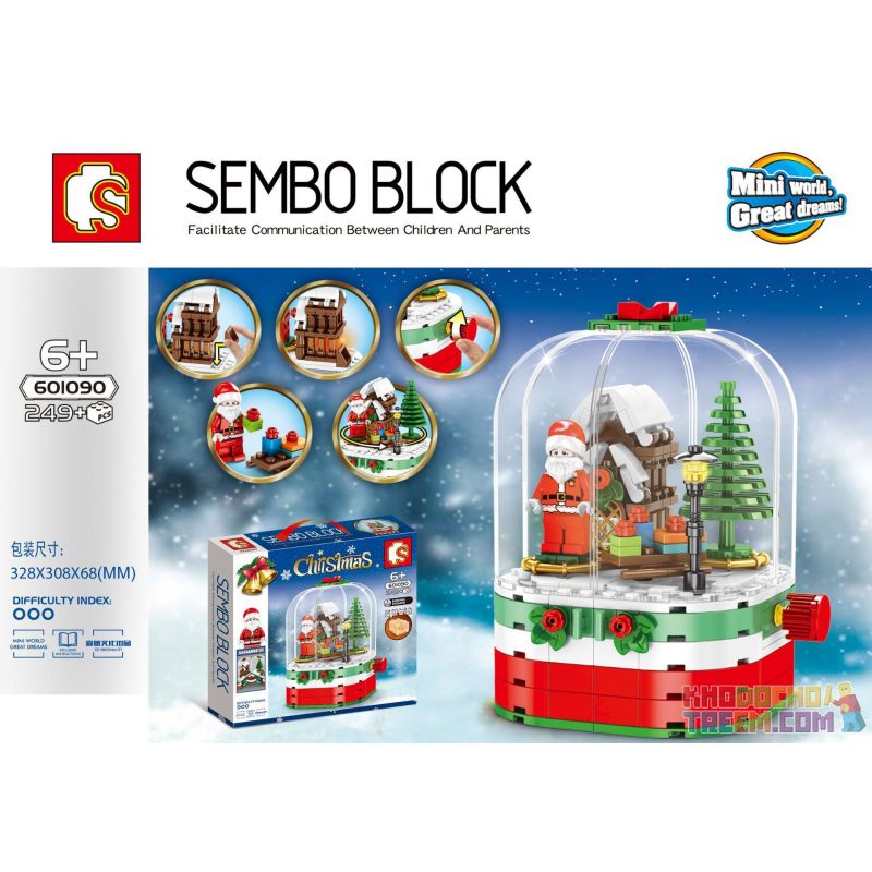 SEMBO 601090 non  QUẢ CẦU PHA LÊ SANTA bộ đồ chơi xếp lắp ráp ghép mô hình Creator CHRISTMAS Sáng Tạo 249 khối