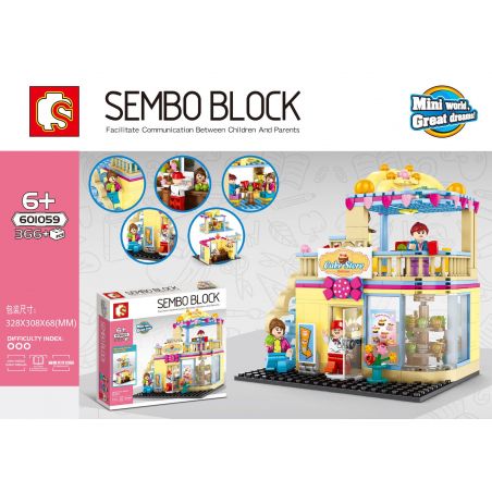 SEMBO 601059 non  TIỆM BÁNH bộ đồ chơi xếp lắp ráp ghép mô hình City SEMBO BLOCK Thành Phố 366 khối