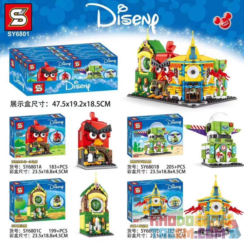 SHENG YUAN SY SY6801A 6801A SY6801B 6801B SY6801C 6801C SY6801D 6801D non  4 LOẠI CABIN ANGRY BIRDS BUZZ LIGHTYEAR TOY STORE FOREST MAGIC HOUSE MINIONS MUSIC BAR bộ đồ chơi xếp lắp ráp ghép mô hình The Angry Birds Movie DISENY Những Chú Chim Điên 819 khối