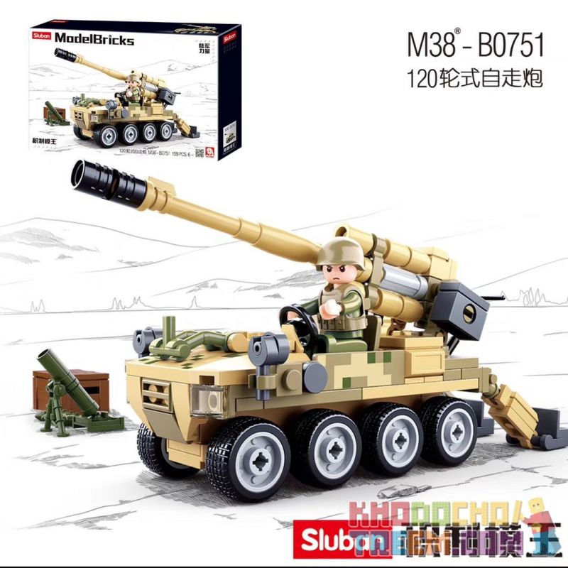 SLUBAN M38-B0751 B0751 0751 M38B0751 38-B0751 non  PHÁO TỰ HÀNH 120 BÁNH bộ đồ chơi xếp lắp ráp ghép mô hình Racers Đua Tốc Độ 159 khối