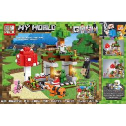 PRCK 63014 non  SĂN TÌM KHO BÁU TRÊN ĐẢO NẤM bộ đồ chơi xếp lắp ráp ghép mô hình Minecraft MY WORLD Game Xây Dựng 366 khối