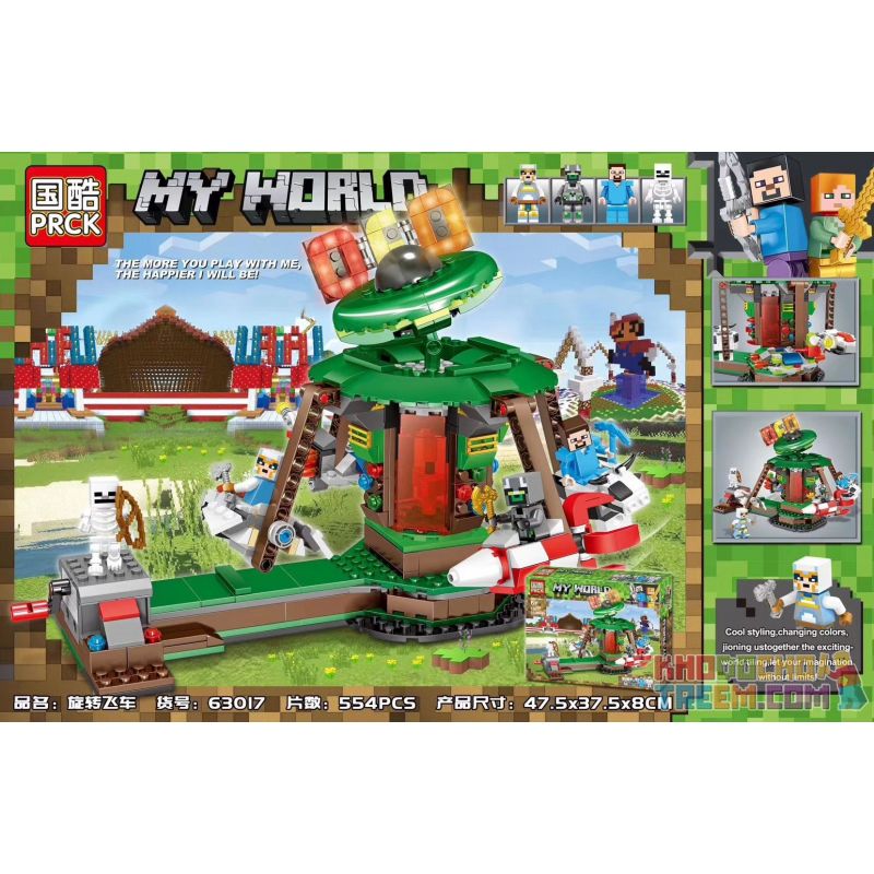 PRCK 63017 non  XE QUAY bộ đồ chơi xếp lắp ráp ghép mô hình Minecraft MY WORLD Game Xây Dựng 554 khối