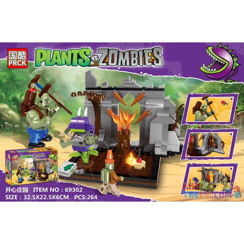 PRCK 69302 non  HẠNH PHÚC bộ đồ chơi xếp lắp ráp ghép mô hình Plants Vs Zombies PLANTS VS. ZOMBIES Hoa Quả Nổi Giận 264 khối