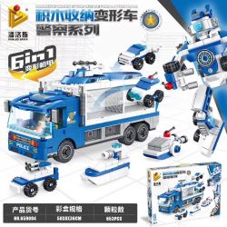 PanlosBrick 659004 Panlos Brick 659004 non  CẢNH SÁT LOẠT 6IN1 BIẾN DẠNG MECH bộ đồ chơi xếp lắp ráp ghép mô hình Transformers BLINDING BLOCK STORAGE DEFORMATION CAR Robot Đại Chiến Người Máy Biến Hình 653 khối