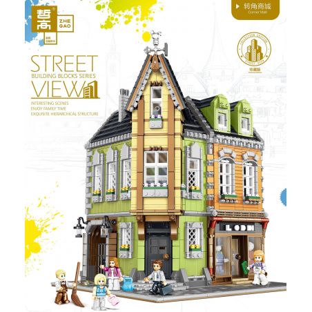 SHENZHEN RAEL ENTERTAINMENT 10009 ZHEGAO QL0919 0919 non  PHÒNG THÍ NGHIỆM GÓC TRUNG TÂM MUA SẮM bộ đồ chơi xếp lắp ráp ghép mô hình Creator LAB、CORNER MALL Sáng Tạo 3474 khối